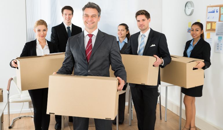 Employees during an office relocation